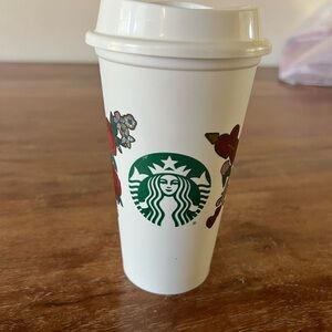 Starbucks White Mug with Festive Red and Green Design
